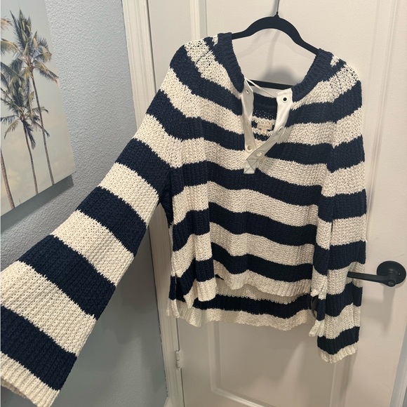 Anthropologie Stripes Knot Bell Sleeve Sweater - Picture 3 of 3